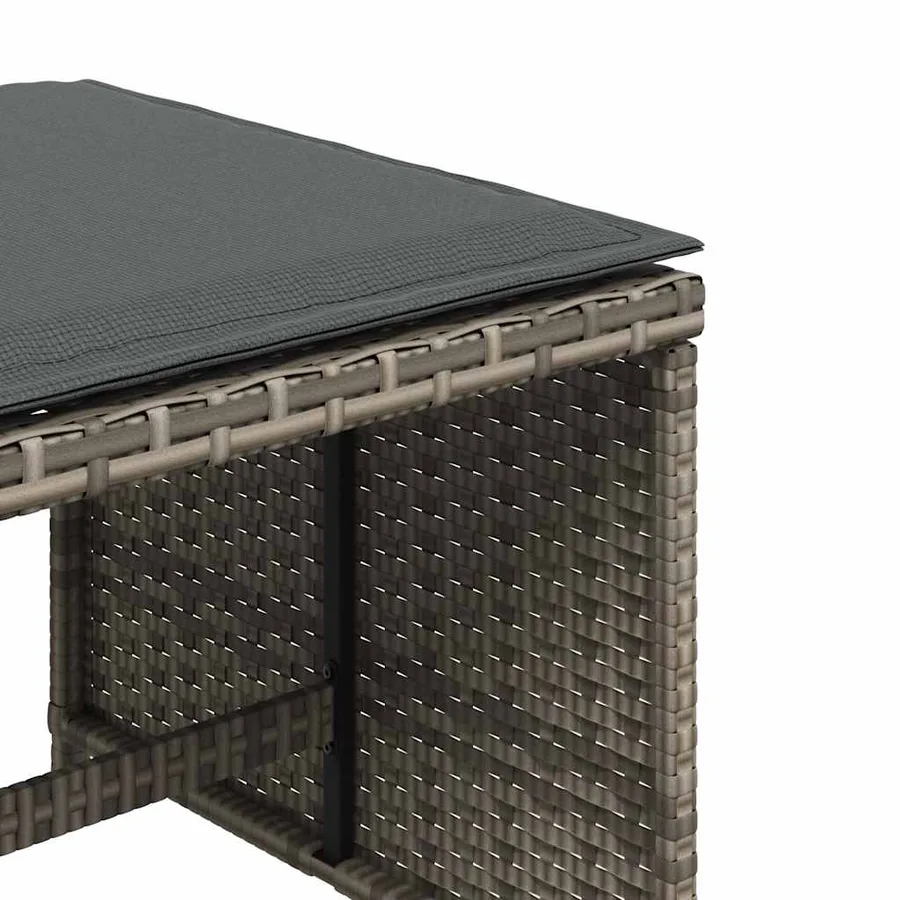 Tabourets de jardin et coussins lot de 4 gris 41x41x36 cm rotin - 9