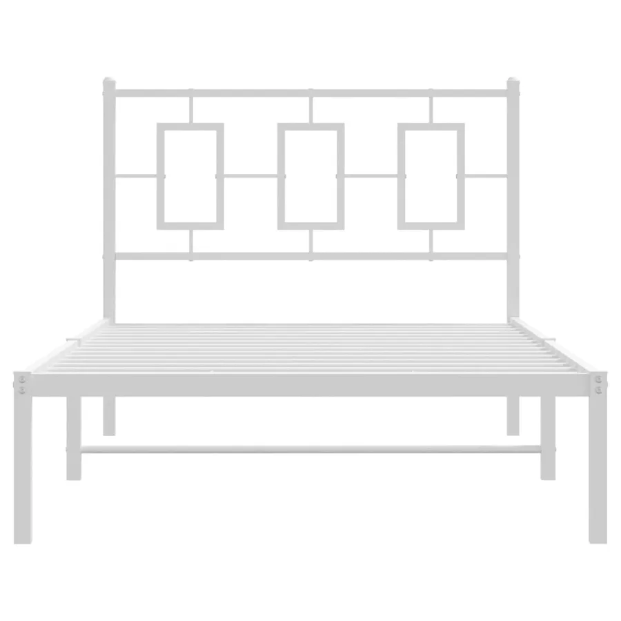 Cadre de lit métal sans matelas et tête de lit blanc 100x190 cm - 5
