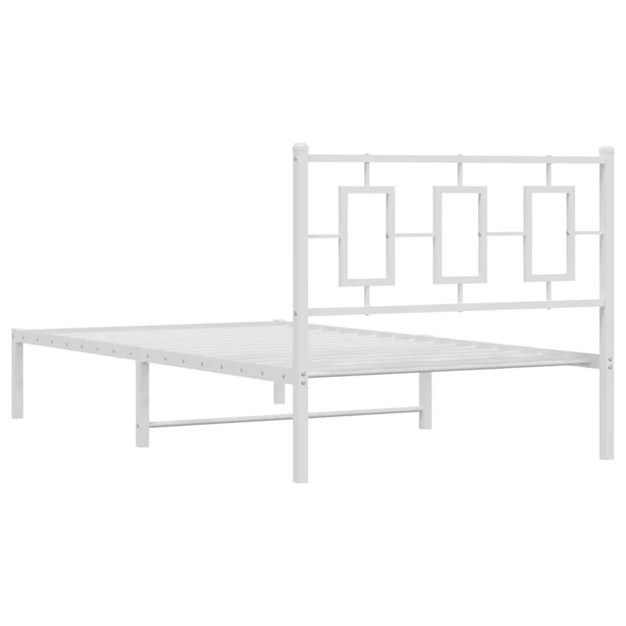 Cadre de lit métal sans matelas et tête de lit blanc 100x190 cm - 7