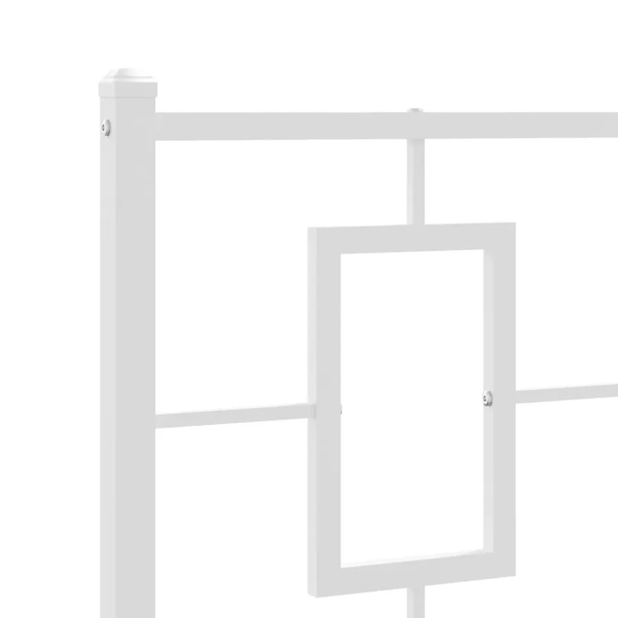 Cadre de lit métal sans matelas et tête de lit blanc 100x190 cm - 8