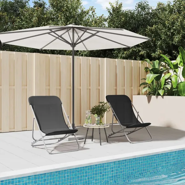 Chaises plage pliantes lot de 2 textilène acier enduit poudre