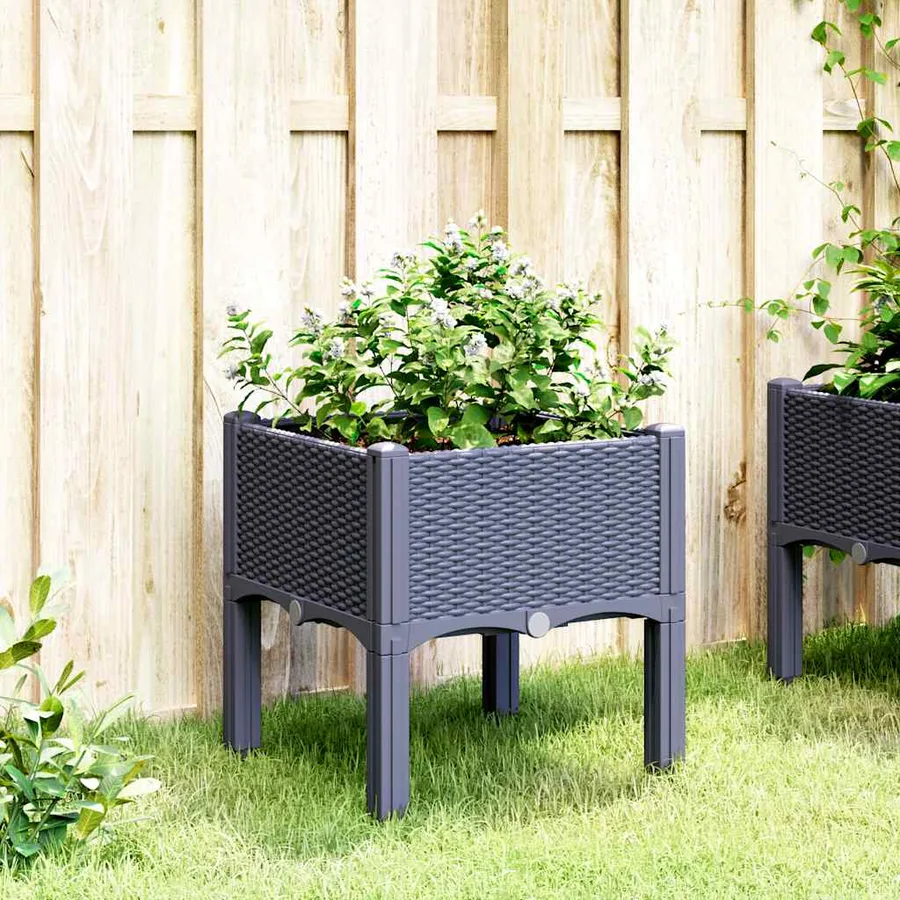 Jardinière avec pieds bleu gris 40x40x42 cm PP - 3