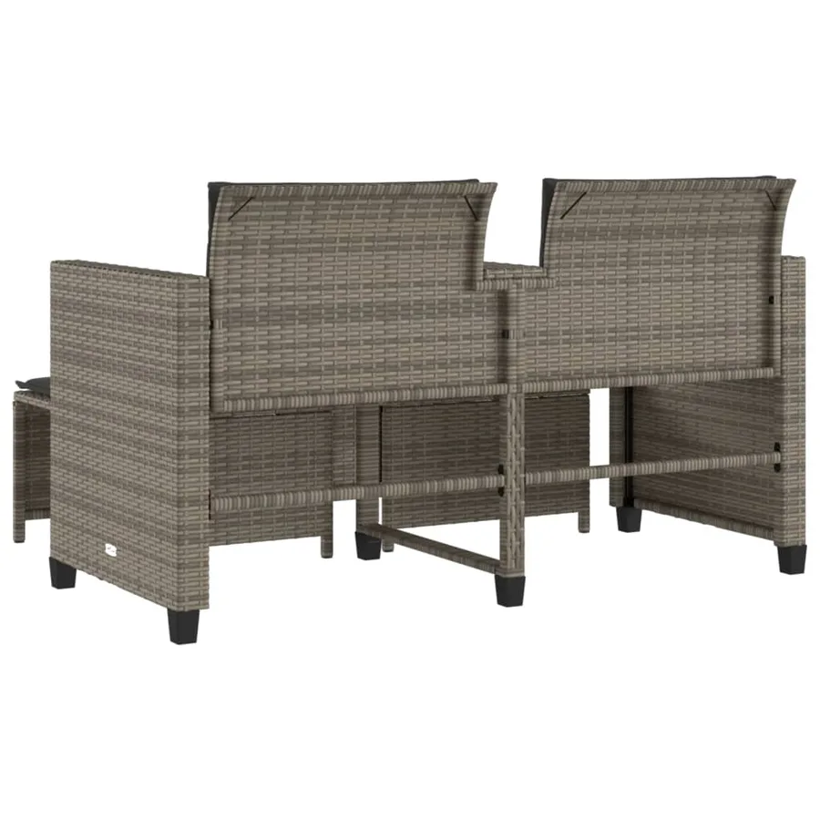Canapé de jardin 2 places avec table et tabourets gris rotin - 7