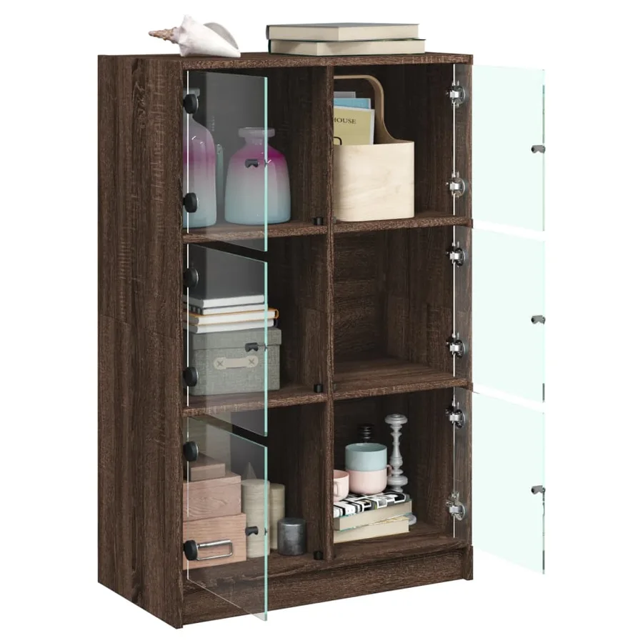 Buffet haut avec portes chêne marron bois d'ingénierie - 4