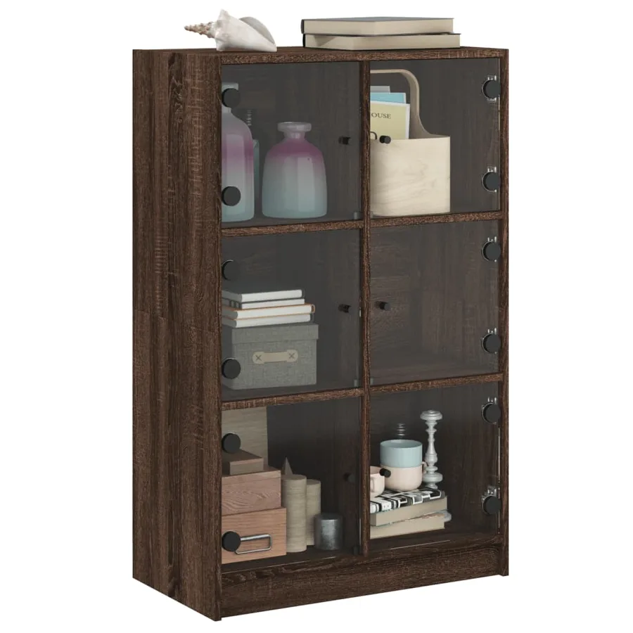 Buffet haut avec portes chêne marron bois d'ingénierie - 5
