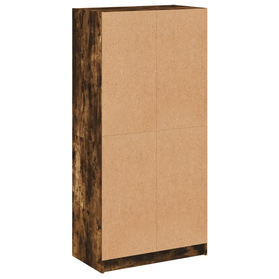 Buffet haut avec portes chêne fumé 68x37x142 cm bois ingénierie - 9