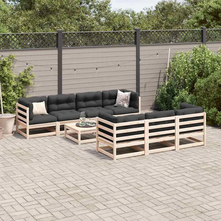 Salon de jardin 8 pcs bois de pin massif - 3