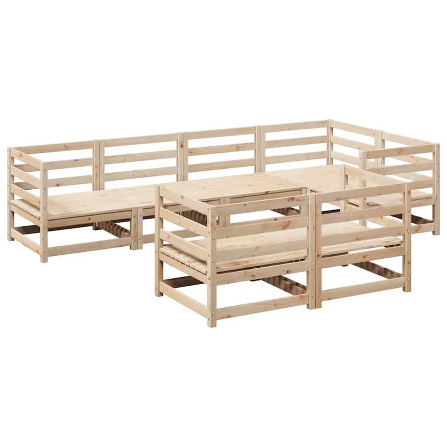 Salon de jardin 7 pcs bois de pin massif - 2