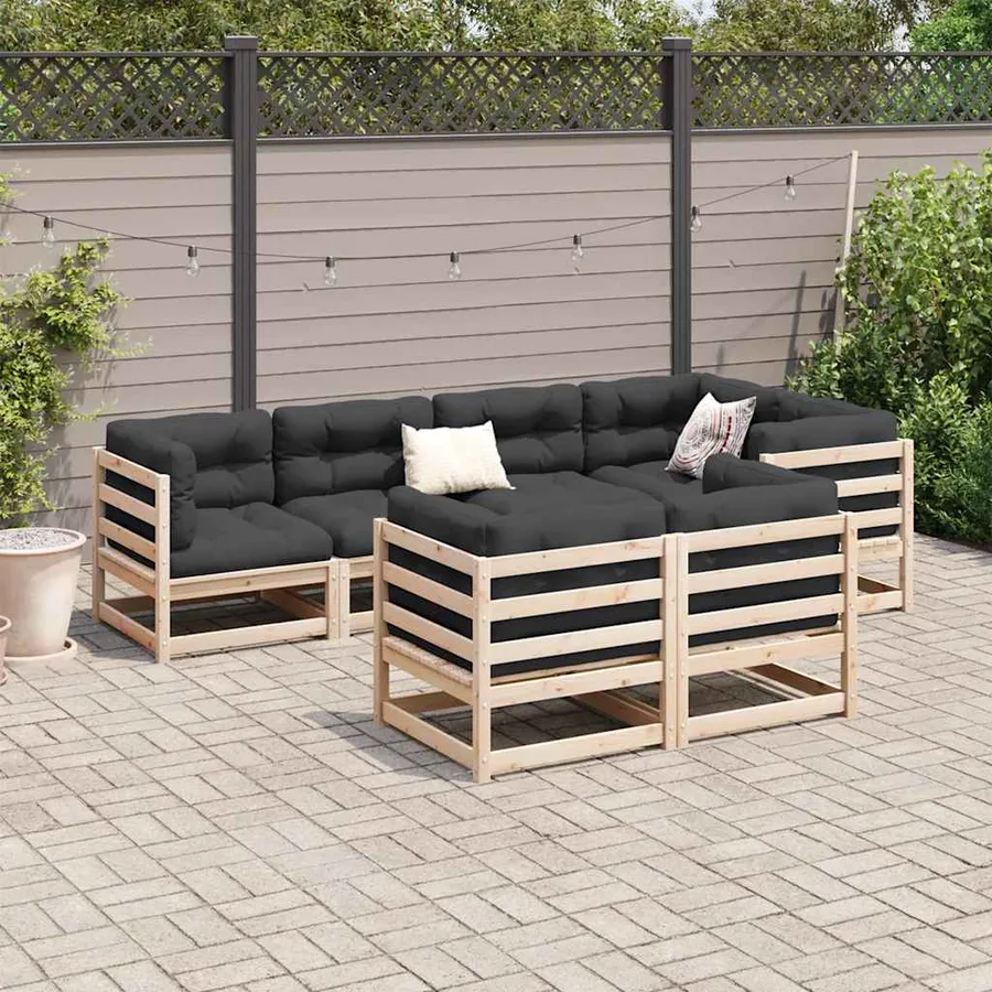 Salon de jardin 7 pcs bois de pin massif - 3