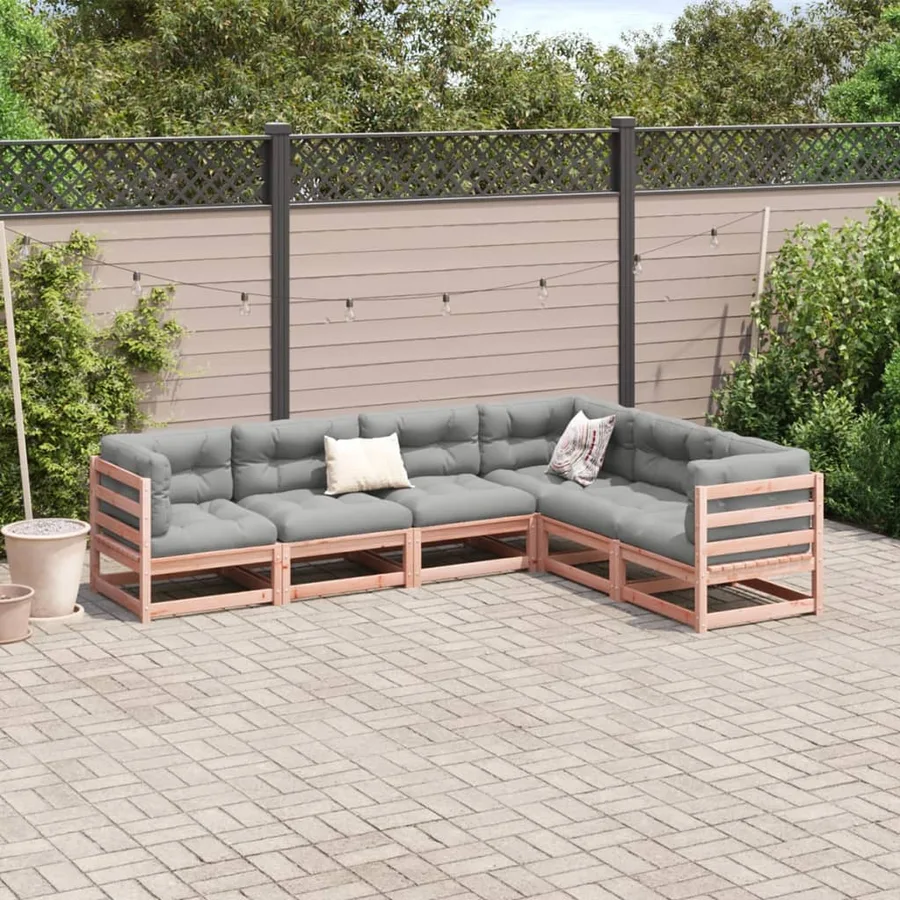 Salon de jardin 6 pcs bois massif sapin de douglas - 3