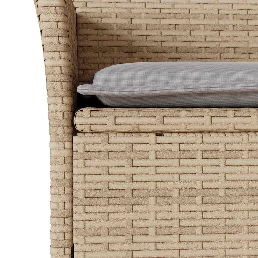 Ensemble à manger de jardin et coussins 9 pcs beige rotin verre - 5