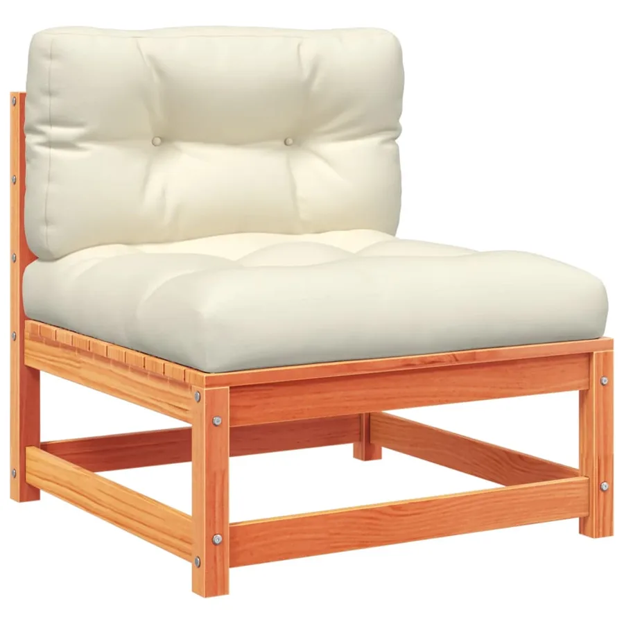 Salon de jardin 6 pcs avec coussins cire marron bois pin massif - 5