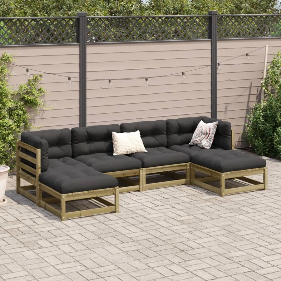 Salon de jardin 6 pcs bois de pin imprégné - 3