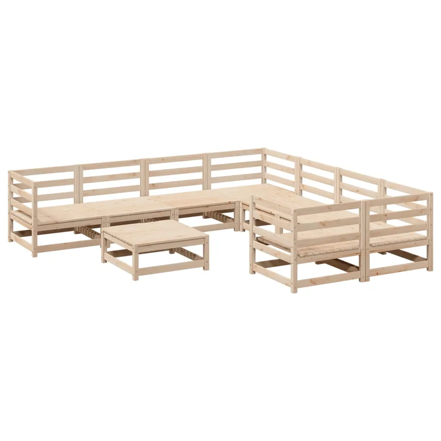 Salon de jardin 9 pcs bois de pin massif - 2