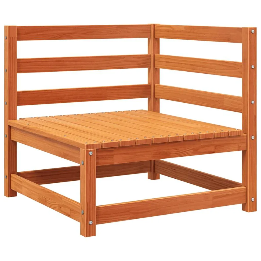 Salon de jardin 4 pcs cire marron bois de pin massif - 4