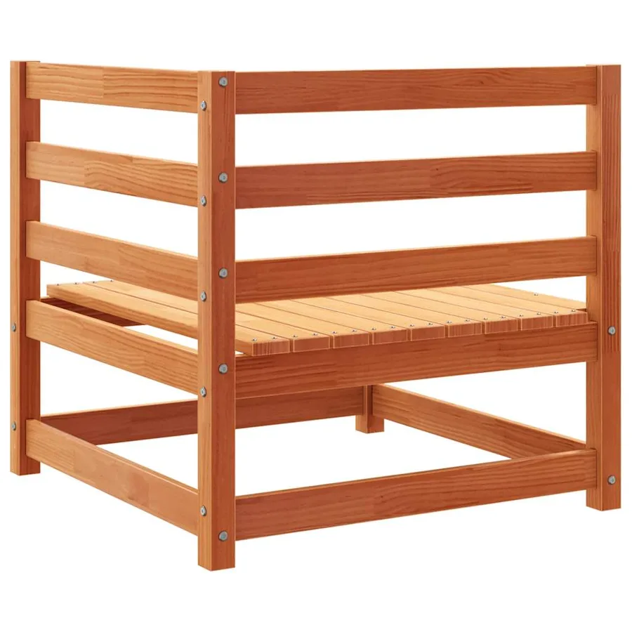 Salon de jardin 4 pcs cire marron bois de pin massif - 7