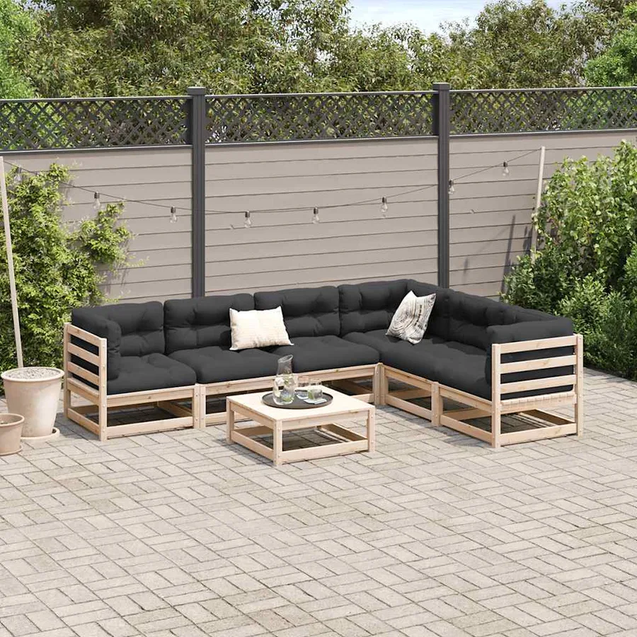 Salon de jardin 7 pcs bois de pin massif - 3