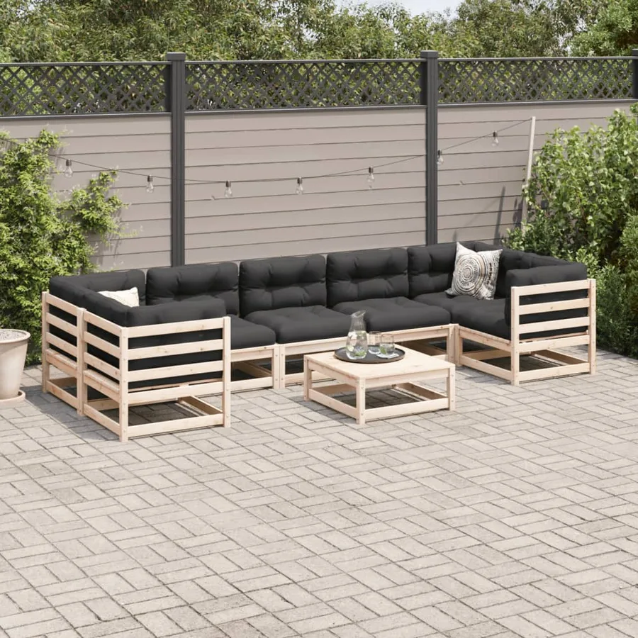 Salon de jardin 8 pcs bois de pin massif - 3