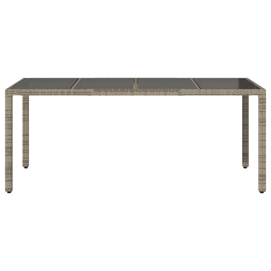 Table de jardin dessus en verre Gris 190x90x75cm Résine tressée - 4