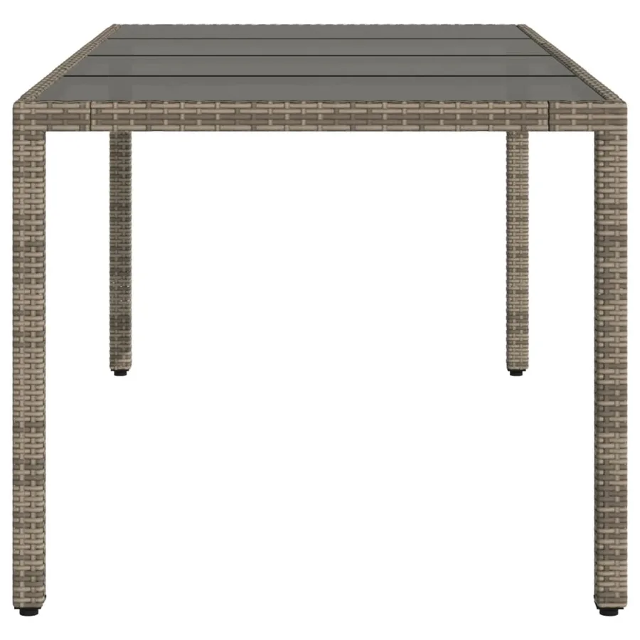 Table de jardin dessus en verre Gris 190x90x75cm Résine tressée - 5