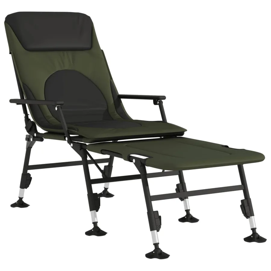 Chaise longue de pêche avec pieds à boue réglables pliable vert - 2
