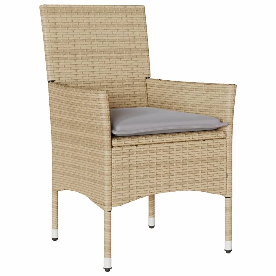 Ensemble à manger de jardin et coussins 7 pcs beige rotin verre - 3