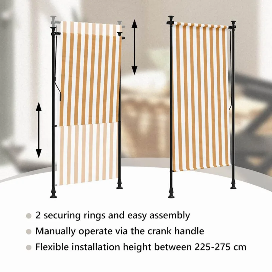 Store roulant d'extérieur orange et blanc 120x270cm tissu acier - 11