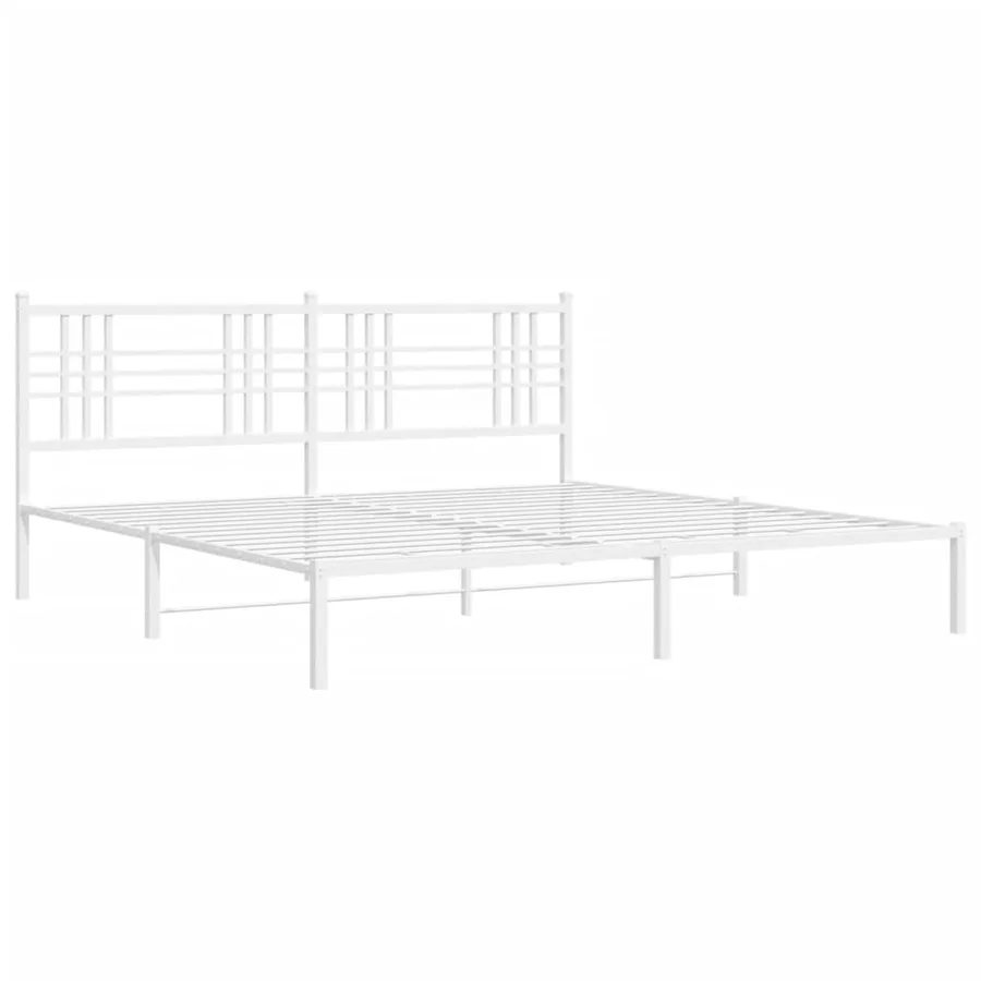 Cadre de lit métal sans matelas et tête de lit blanc 183x213 cm - 3