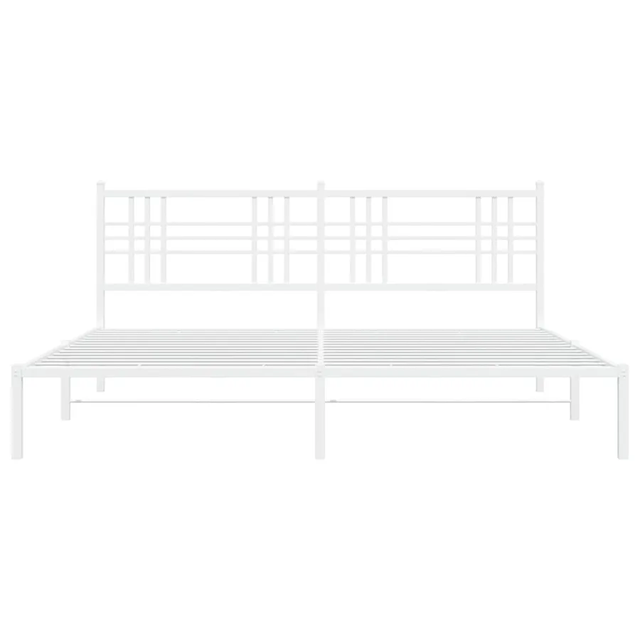 Cadre de lit métal sans matelas et tête de lit blanc 183x213 cm - 4