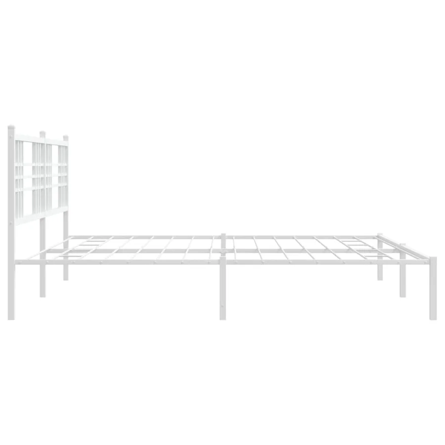 Cadre de lit métal sans matelas et tête de lit blanc 183x213 cm - 5