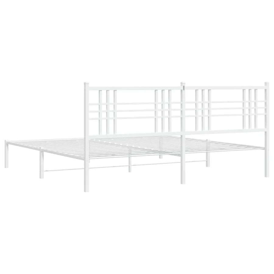Cadre de lit métal sans matelas et tête de lit blanc 183x213 cm - 6