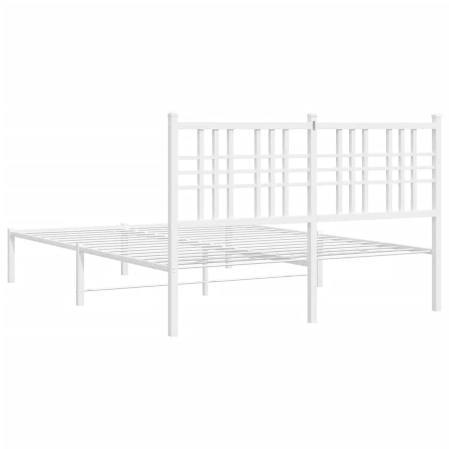 Cadre de lit métal sans matelas et tête de lit blanc 140x190 cm - 6