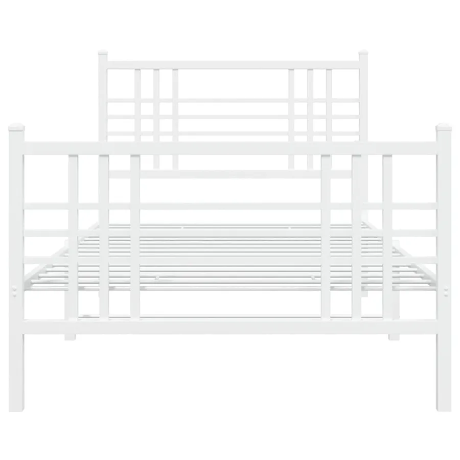 Cadre de lit métal sans matelas avec pied de lit blanc 90x200cm - 4