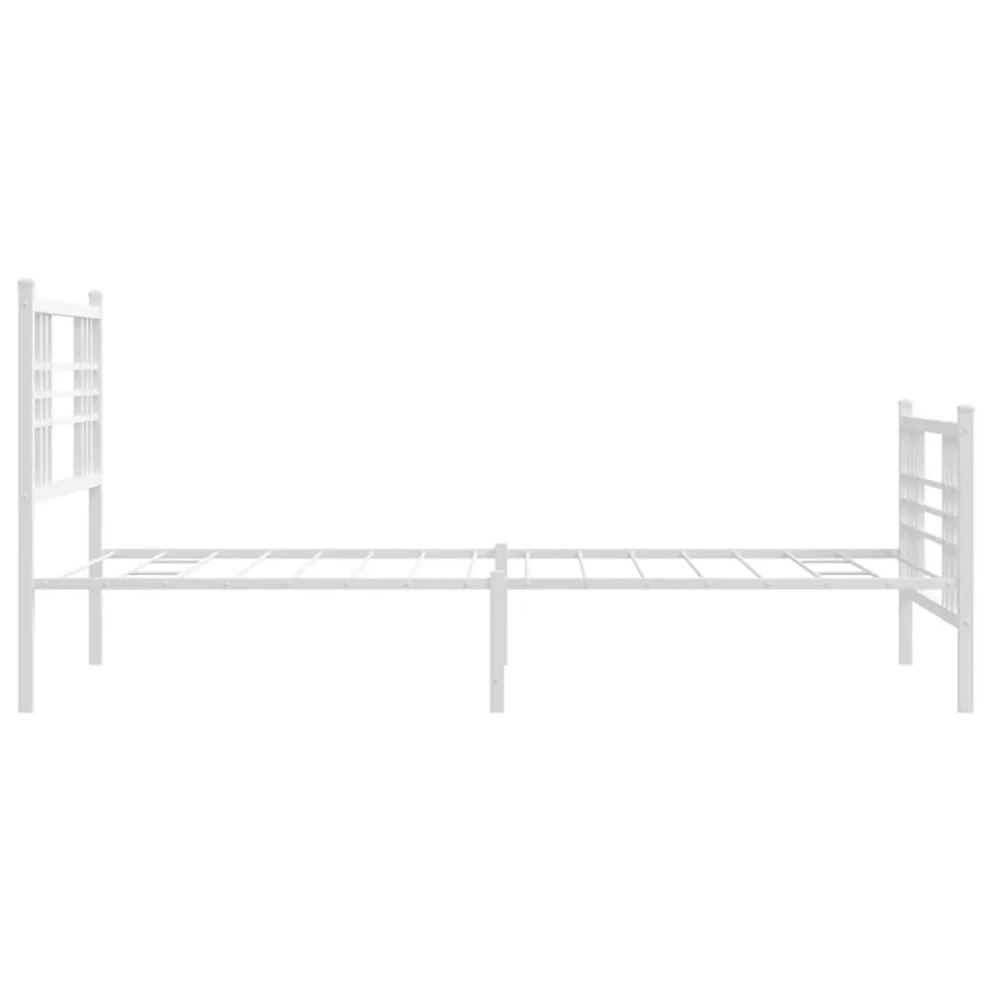 Cadre de lit métal sans matelas avec pied de lit blanc 90x200cm - 5