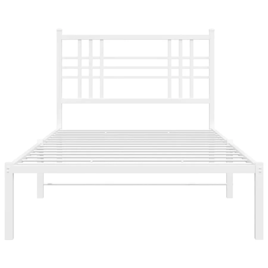 Cadre de lit métal sans matelas et tête de lit blanc 100x190 cm - 4