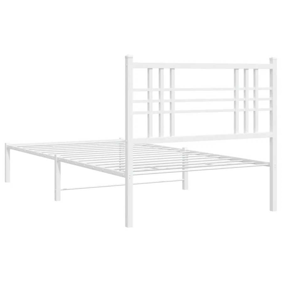 Cadre de lit métal sans matelas et tête de lit blanc 100x190 cm - 6
