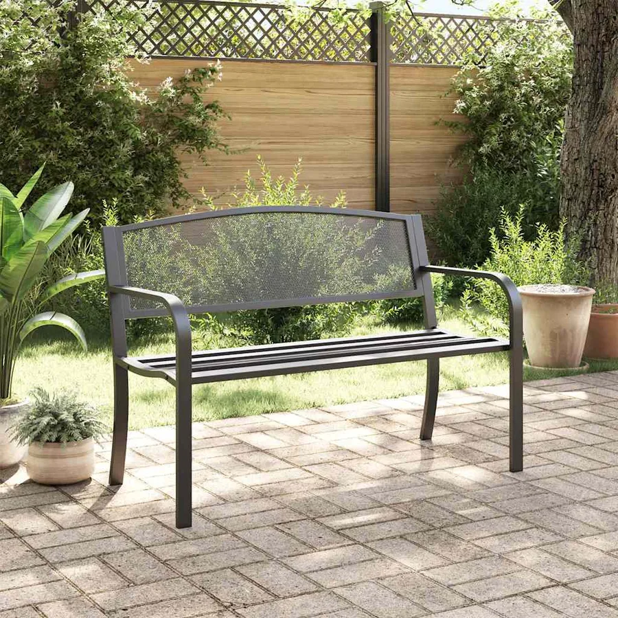 Banc de jardin 119 cm noir acier - 3