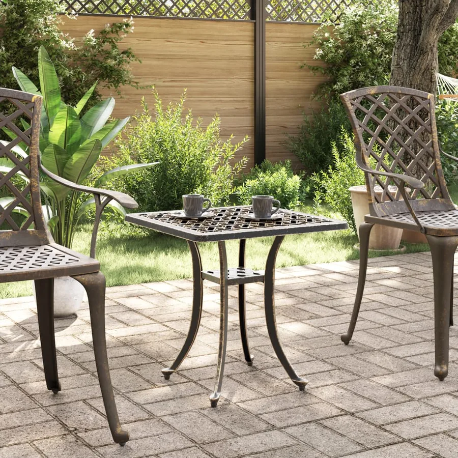Table de jardin bronze 53x53x53 cm aluminium coulé - 3