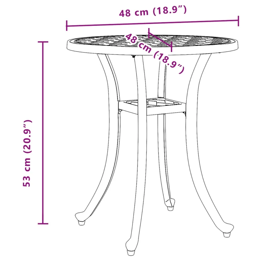 Table de jardin blanc Ø48x53 cm aluminium coulé - 11