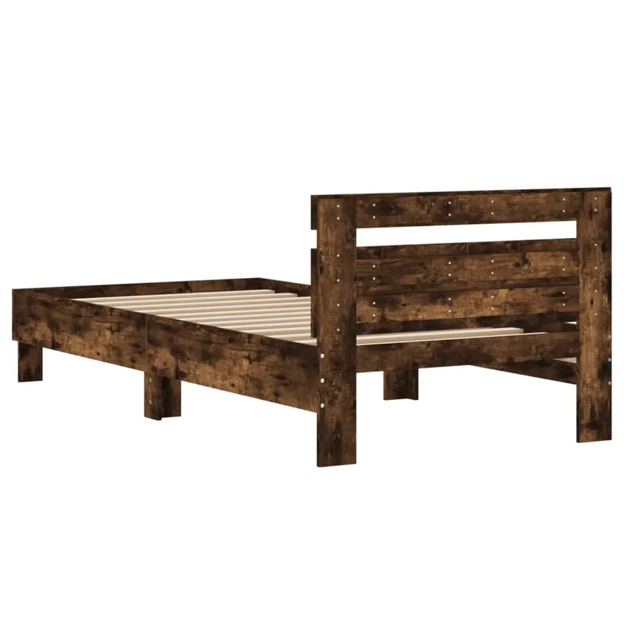 Cadre de lit sans matelas avec tête de lit chêne fumé 100x200cm - 7