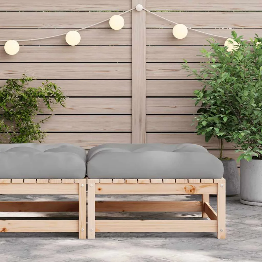 Repose-pied de jardin avec coussin bois de pin massif - 3