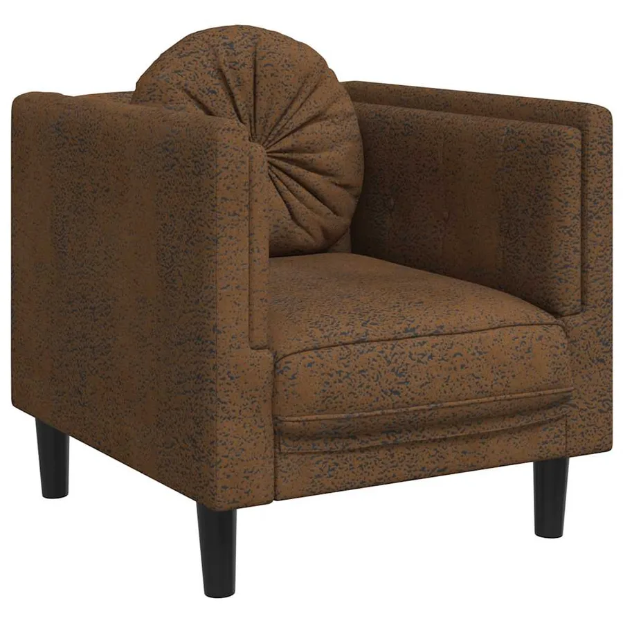 Fauteuil avec coussin marron similicuir daim - 2