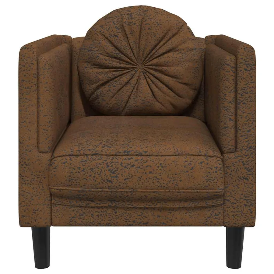 Fauteuil avec coussin marron similicuir daim - 4