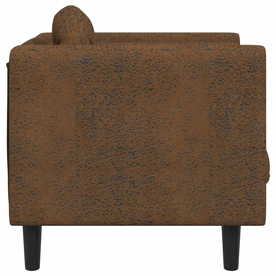 Fauteuil avec coussin marron similicuir daim - 5