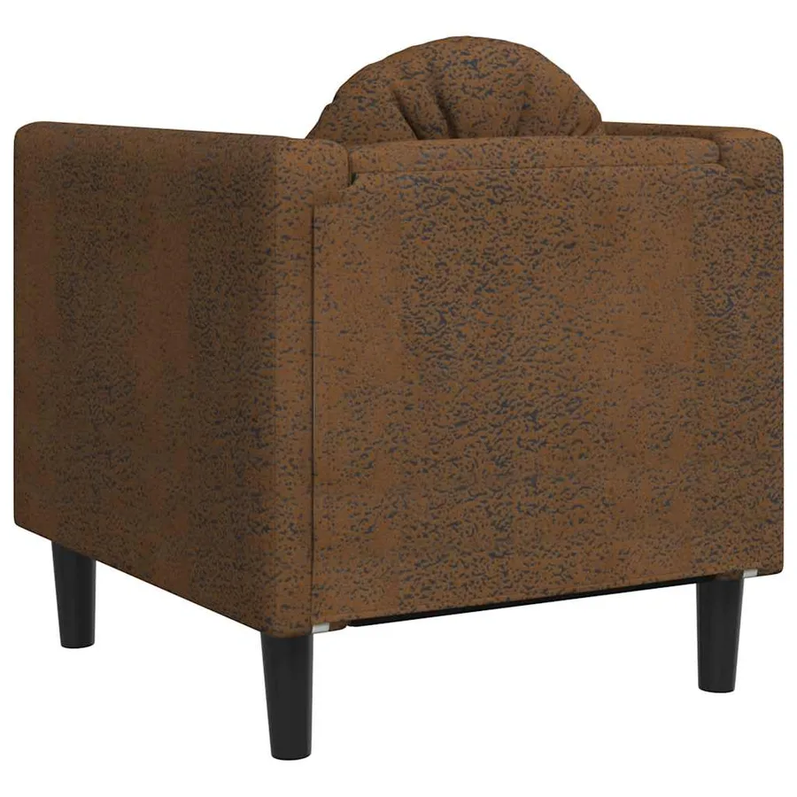 Fauteuil avec coussin marron similicuir daim - 6