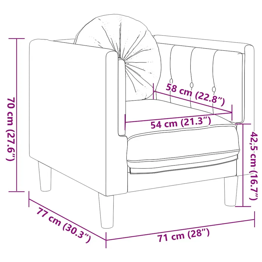 Fauteuil avec coussin marron similicuir daim - 9