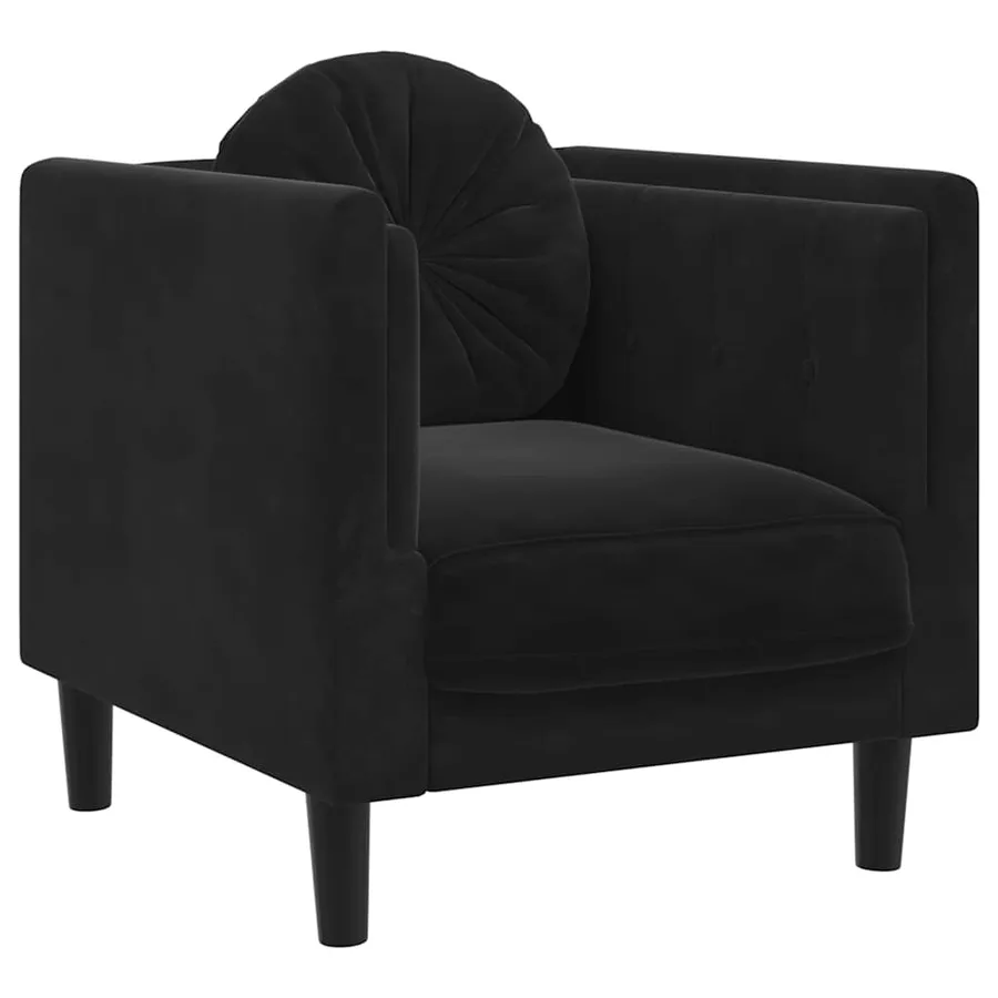 Fauteuil avec coussin noir velours - 2