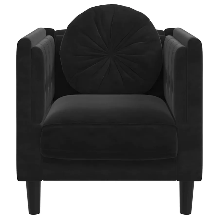 Fauteuil avec coussin noir velours - 4