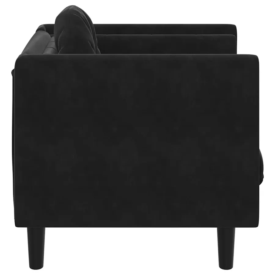 Fauteuil avec coussin noir velours - 5