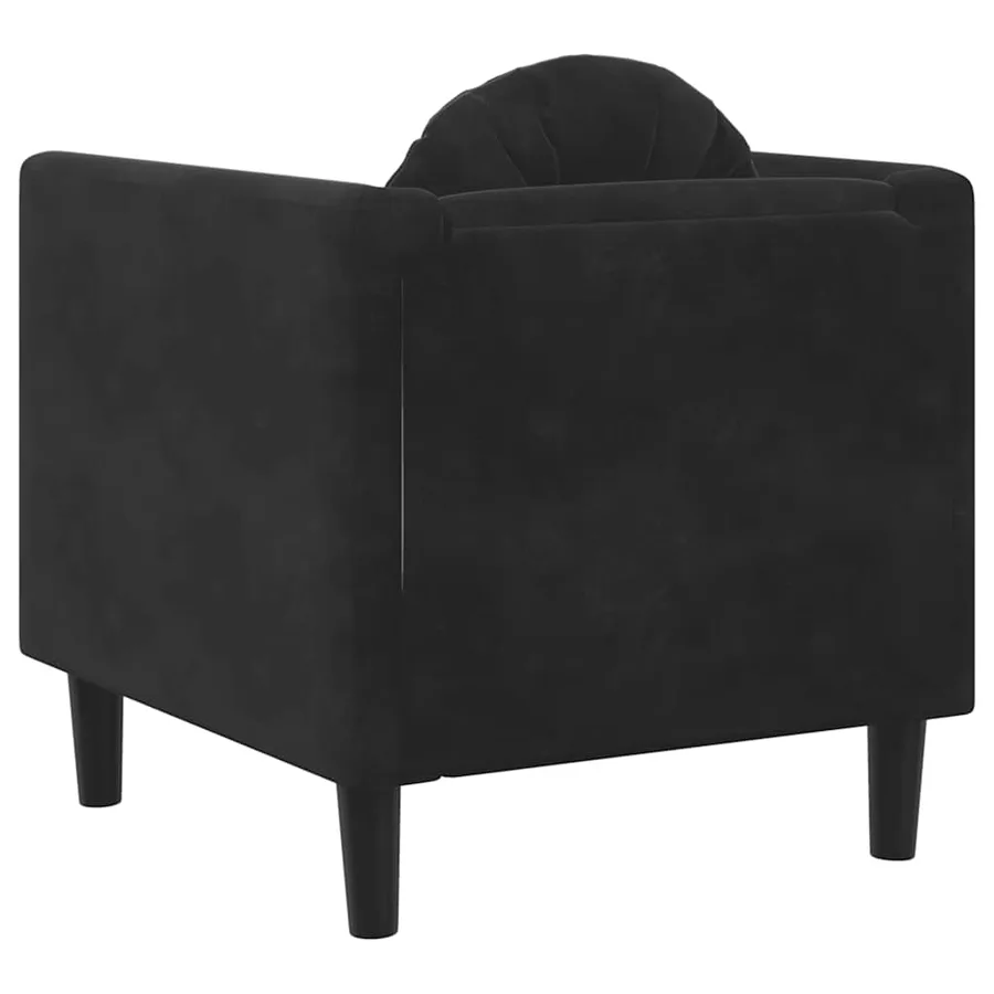 Fauteuil avec coussin noir velours - 6